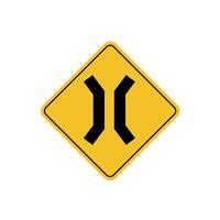 road sign icon, warning for a narrowing on yellow rhombus. board.suitable for poster use and web icon vector