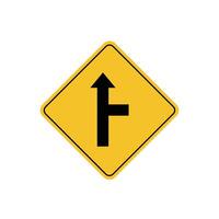 road sign icon, side road on the right warning on yellow rhombus board. suitable for poster use and web icon vector