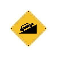 road sign icon, steep ascent ahead on yellow rhombus board. suitable for poster use and web icon vector