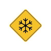 road sign icon, low temperature on yellow rhombus. board.suitable for poster use and web icon vector
