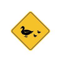 road sign icon, duck crossing on yellow rhombus. board.suitable for poster use and web icon vector