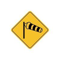 road sign icon, heavy crosswinds in area warning on yellow rhombus. board.suitable for poster use and web icon vector