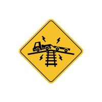 road sign icon, low ground on track on yellow rhombus. board.suitable for poster use and web icon vector