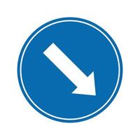 road sign icon, Pass right road only on blue round board. suitable for poster use and web icon vector