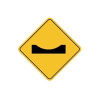 road sign icon, warning for a dip in the road on yellow rhombus board. suitable for poster use and web icon vector