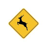 road sign icon, deer crossing on yellow rhombus. board.suitable for poster use and web icon vector