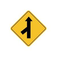 road sign icon, warning for a side road merging road on yellow rhombus. board.suitable for poster use and web icon vector