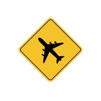 road sign icon, warning for law flying plans, aircraft and jets on yellow rhombus. board.suitable for poster use and web icon vector