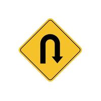 road sign icon, Turning Ahead on yellow rhombus. board.suitable for poster use and web icon vector