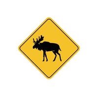 road sign icon, moose crossing on yellow rhombus. board.suitable for poster use and web icon vector