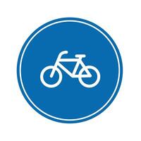 road sign icon, warning for bikes and cyclists on blue round board. suitable for poster use and web icon vector