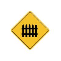 road sign icon, railroad crossing ahead with barriers on yellow rhombus board. suitable for poster use and web icon vector