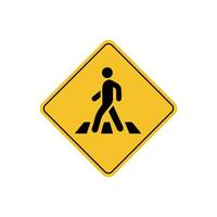 road sign icon, crossing for pedesterians warning ahead on yellow rhombus board. suitable for poster use and web icon vector