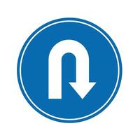 road sign icon, Turn Ahead on blue circle board. suitable for poster use and web icon vector