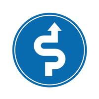 road sign icon, warning for curves blue round board. suitable for poster use and web icon vector