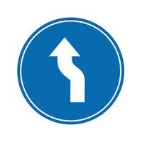 road sign icon, double curve ahead road on blue round board . board.suitable for poster use and web icon vector