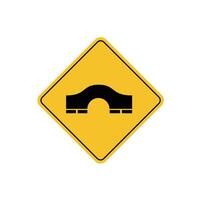 road sign icon, hump bridge on yellow rhombus. board.suitable for poster use and web icon vector