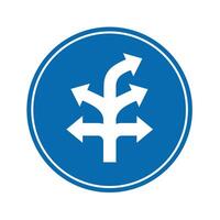 road sign icon, fork in the road on blue round board.suitable for poster use and web icon vector