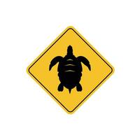 road sign icon, turtle crossing on yellow rhombus. board.suitable for poster use and web icon vector