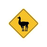 road sign icon, llama crossing on yellow rhombus. board.suitable for poster use and web icon vector