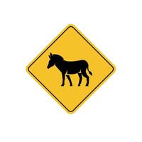 road sign icon, donkey crossing on yellow rhombus. board.suitable for poster use and web icon vector