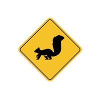 road sign icon, squirrel crossing on yellow rhombus. board.suitable for poster use and web icon vector