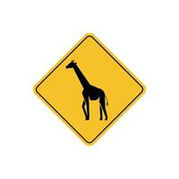 road sign icon, giraffe crossing on yellow rhombus. board.suitable for poster use and web icon vector
