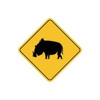 road sign icon, boar crossing on yellow rhombus. board.suitable for poster use and web icon vector