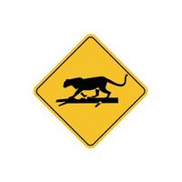 road sign icon, leopard crossing on yellow rhombus. board.suitable for poster use and web icon vector