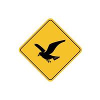 road sign icon, gull crossing on yellow rhombus. board.suitable for poster use and web icon vector