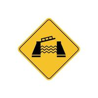 road sign icon, movable bridge warning on yellow rhombus. board.suitable for poster use and web icon vector