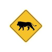 road sign icon, lion crossing on yellow rhombus. board.suitable for poster use and web icon vector