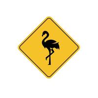 road sign icon, flamingo crossing on yellow rhombus. board.suitable for poster use and web icon vector