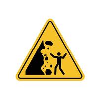 unstable cliff edge warning sign inside yellow triangle board. suitable for poster and web icon use vector