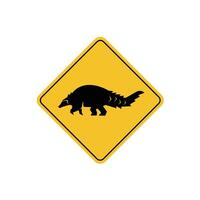 road sign icon, pangolin crossing on yellow rhombus. board.suitable for poster use and web icon vector