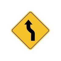 road sign icon, double curve ahead road on yellow rhombus. board.suitable for poster use and web icon vector