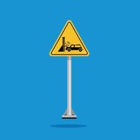 Warning sign of car crashing into wall on yellow triangle board. Suitable for poster and web icon vector