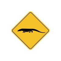 road sign icon, komodo crossing on yellow rhombus. board.suitable for poster use and web icon vector
