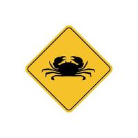 road sign icon, crab crossing on yellow rhombus. board.suitable for poster use and web icon vector