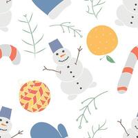 Seamless christmas pattern. New year background. Colored illustration with christmas icons vector