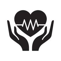 Heart shape with hands silhouette on white background vector