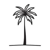 Coconut tree in Outline Style silhouette white background vector