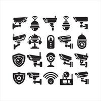 Security camera icon silhouette white background vector