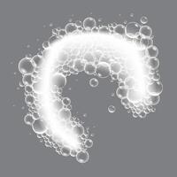 Soap bubbles, displaying unique designs, gracefully float on a plain gray surface vector