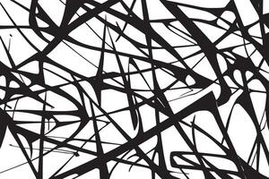 Intricate Web of Black Random Lines Overlay on Bright White Background for Bold Texture Applications vector