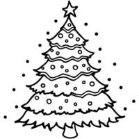 Christmas tree with illumination and snow blurred background vector