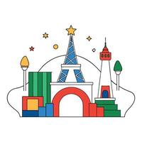 A colorful illustration of the eiffel tower vector