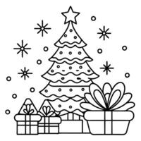 Fantasy background with abstract christmas tree and gift boxes vector