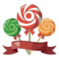 Lollipops with ribbon vector