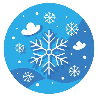 Falling snowflakes on bright blue background. Snowfall illustration.